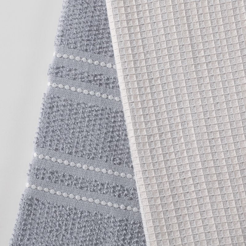 Soft Silver Kitchen Towels 2-Pack - Absorbent Cotton