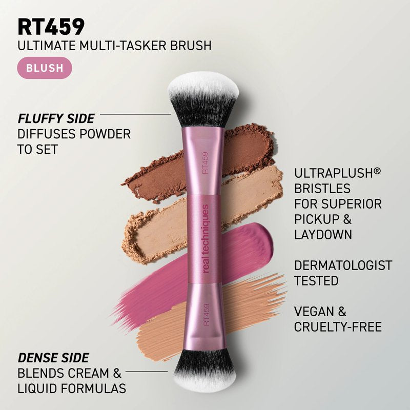 Dual-Ended Multi-Tasker Face Brush for Foundation, Contour, and Blush