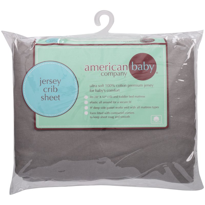 Gray Fitted Crib Sheet 28x52 Inches - Soft Breathable 100% Cotton Jersey, Enhanced Thickness for Baby & Toddler