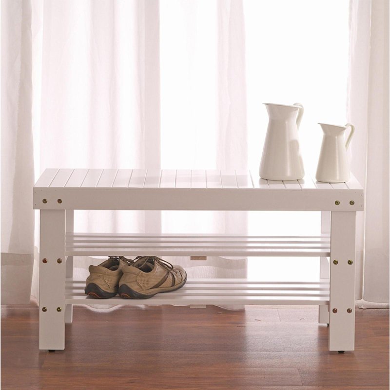 Solid Wood Shoe Bench with Storage - Multiple Colors