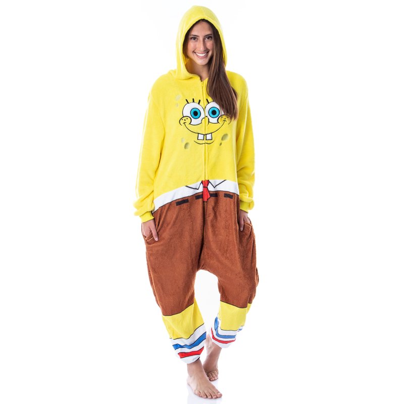 Men's SpongeBob SquarePants Hooded Union Suit Pajama Sleepwear - Multicolor 2X/3X
