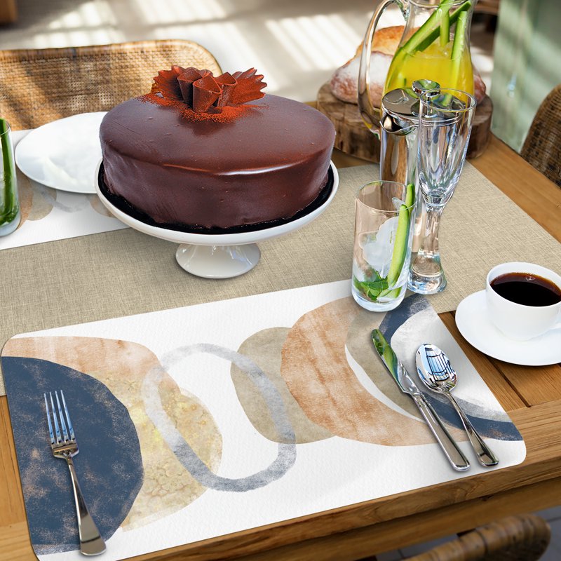 Reversible Blue Abstract Plastic Placemats - 4 Pack