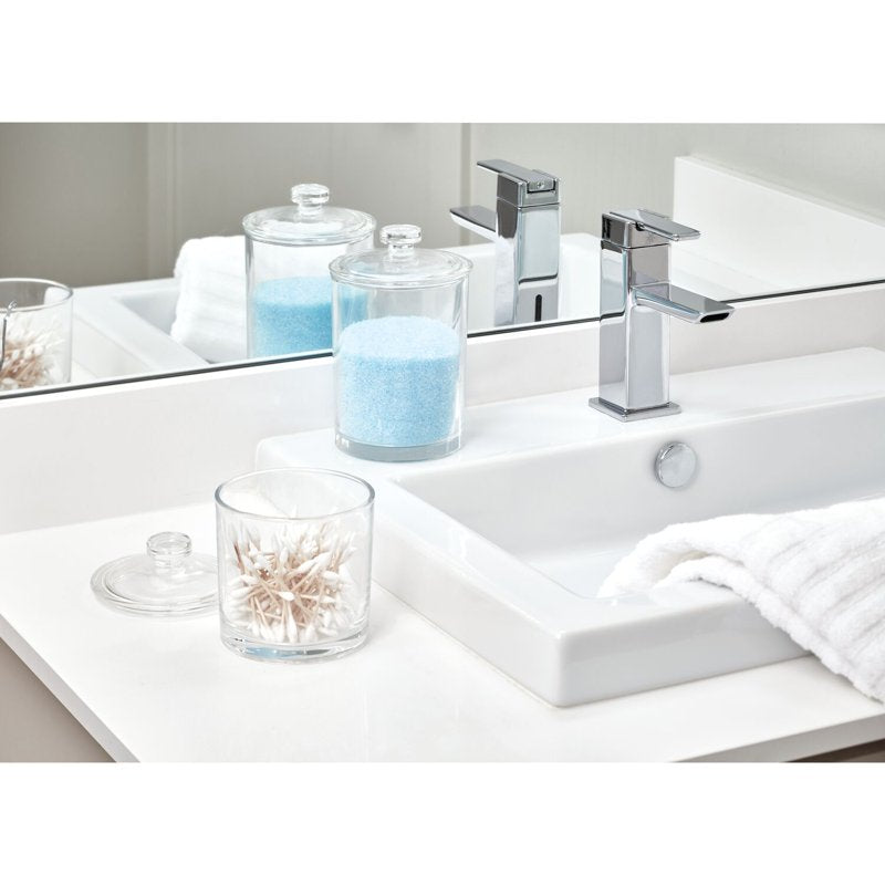 2 Pack Small Glass Vanity Jars with Lids - Bathroom Storage Organizer