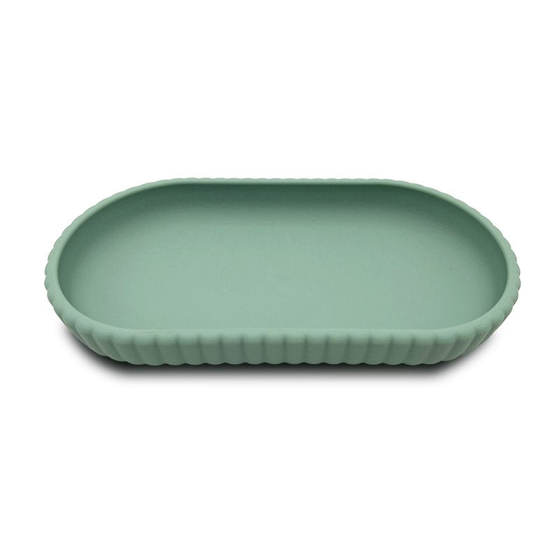 3 Pack Rubberized Plastic Ribbed Bathroom Accessory Tray - Green