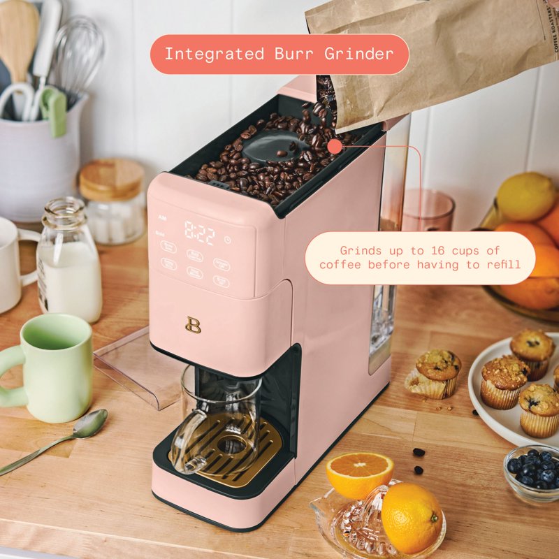 Programmable Single Serve Coffee Maker with Burr Grinder - Rose