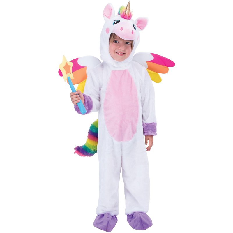 Kids Unicorn Costume with Wings & Star Wand - Toddler Dress Up Halloween Suit