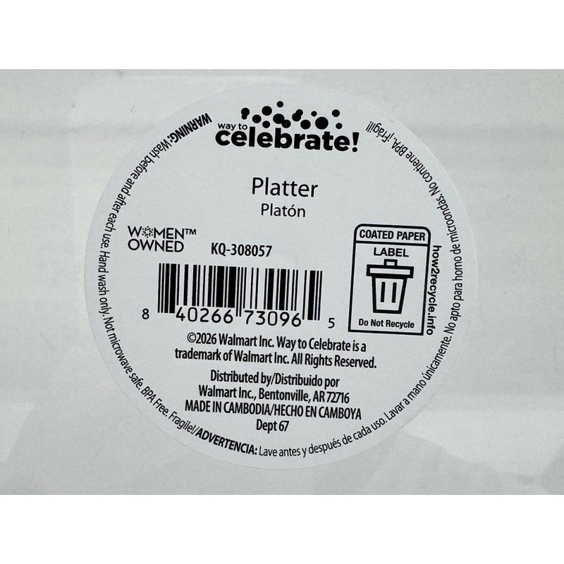 14-Inch Clear Round Plastic Serving Platter for Parties