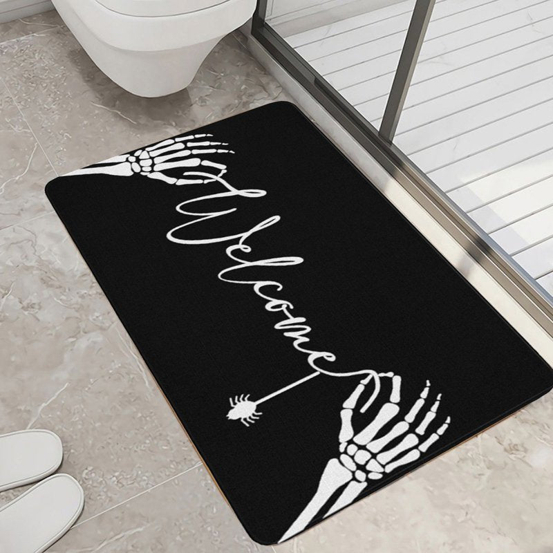 Halloween Door Mat - Spooky Entryway Rug with Pumpkin Design, 23.62x15.75in, Black E
