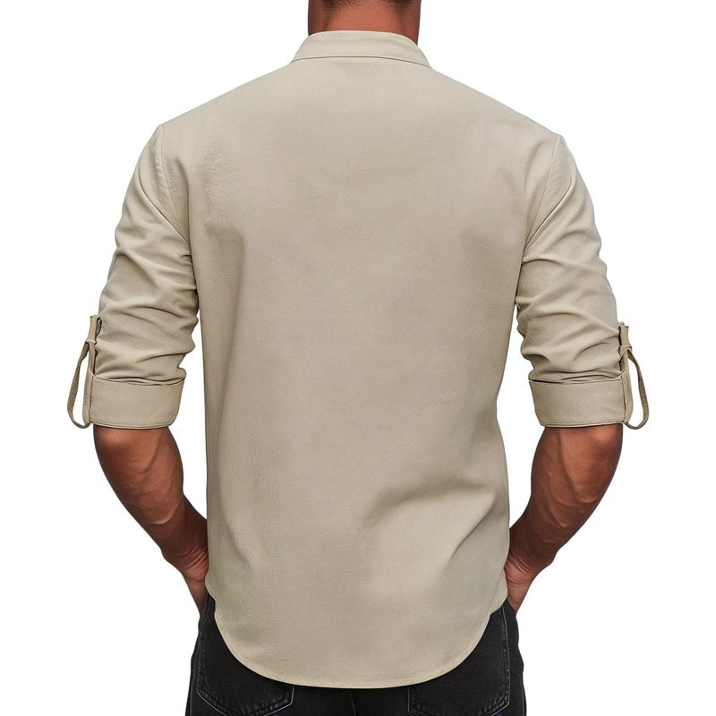 Men's Renaissance Pirate Viking Costume Shirt Khaki 3XL Long Sleeve Steampunk