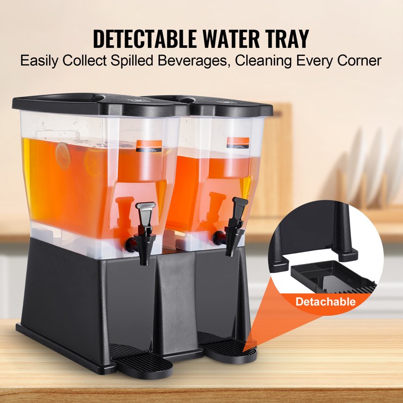 3 Gallon Plastic Beverage Dispenser Set - 2 Drink Dispensers with Lid