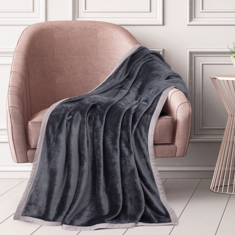 50x60 Inch Flannel Fleece Blanket in Slate Gray - Soft & Warm Bedding