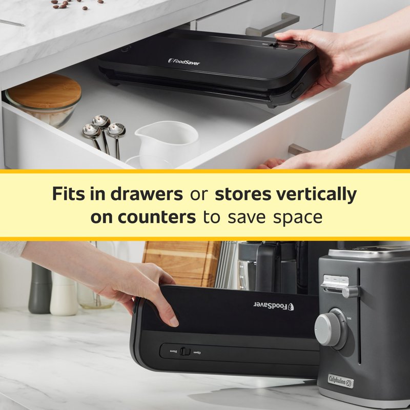 Vacuum Sealing System - Space Saving Food Sealer, Black