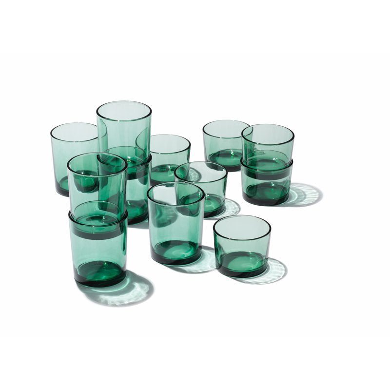 12-Piece Green Glass Stackables Drinkware Set - Entertain 365