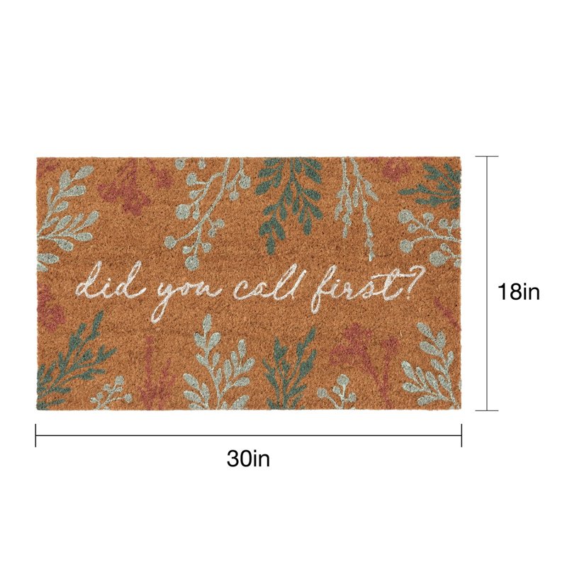 18x30 Inch Coco Coir Doormat with 'Did You Call First?' Pattern - Non-Slip Outdoor Entry Rug