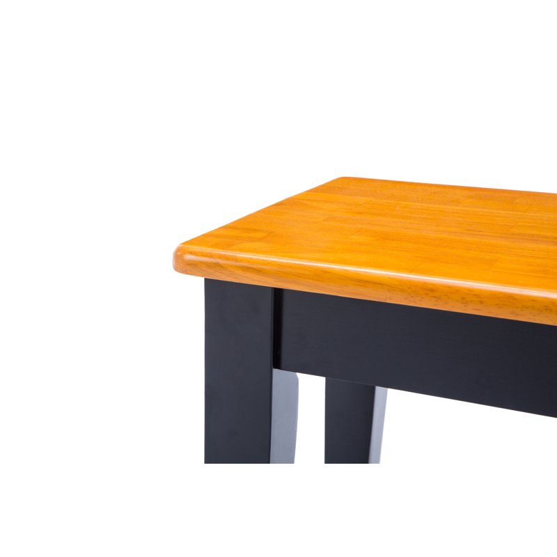 Shaker Dining Bench - Backless Wood Bench in Black/Oak Finish