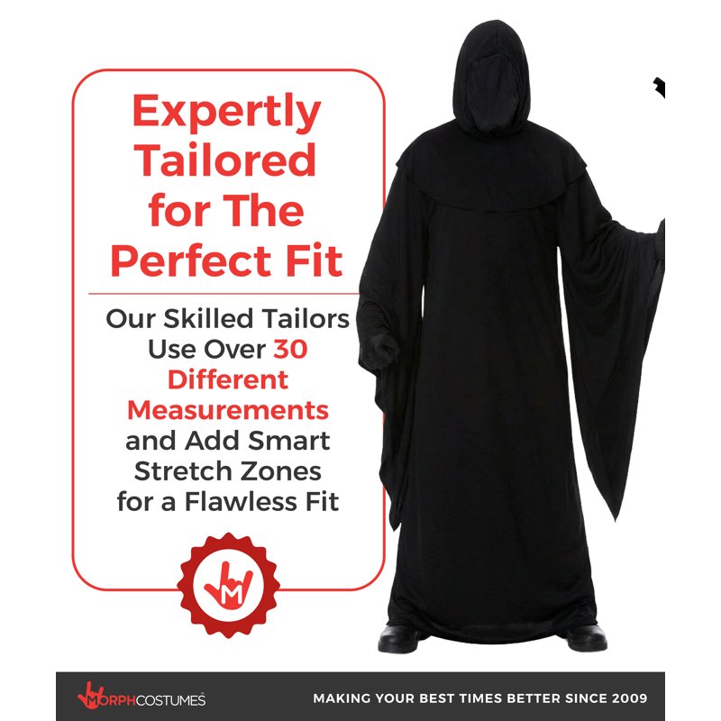 Morph Mens Grim Reaper Costume L Adult Halloween Robe & Gloves