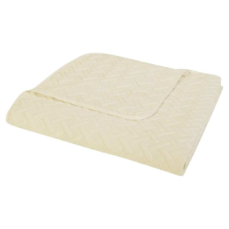 King Ivory Geometric Quilt Set - 3 Piece Bed Coverlet Bedding Set
