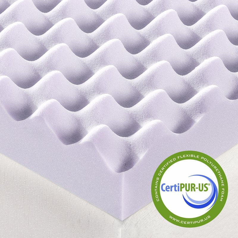 Twin 3-Inch Lavender Egg Crate Memory Foam Mattress Topper