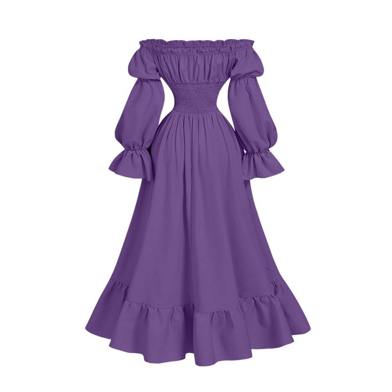 Gothic Corset Maxi Dress for Women Halloween Victorian Long Dress BB-Purple XL