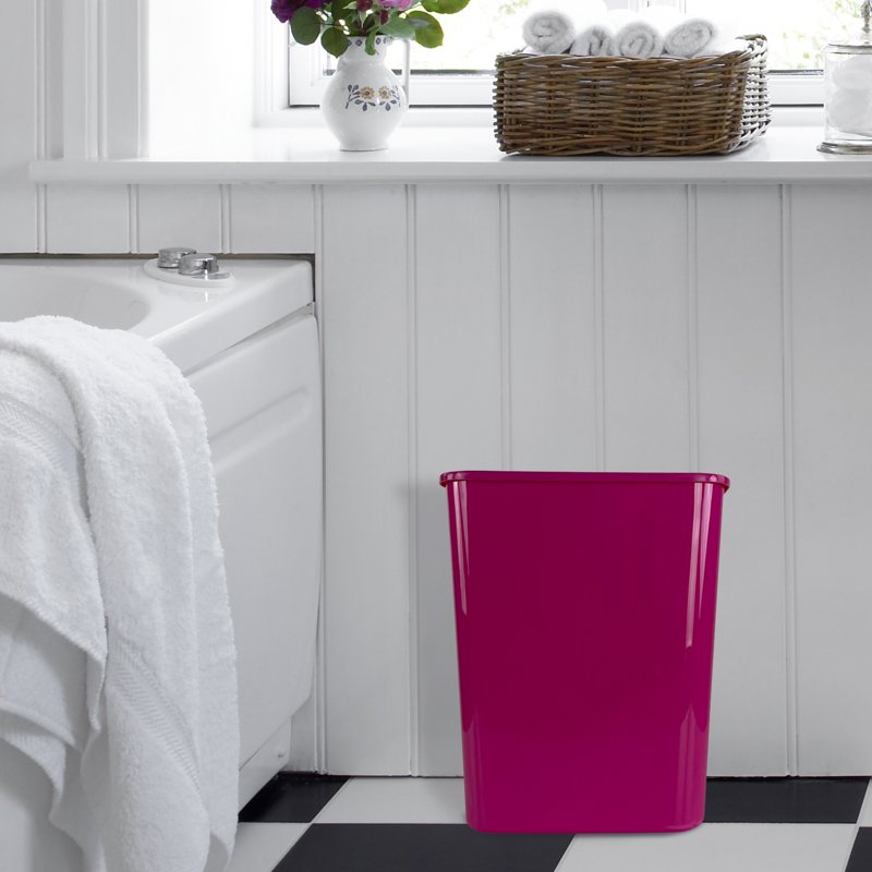 5.5 Gallon Pink Plastic Open Top Kitchen Trash Can - 6 Pack