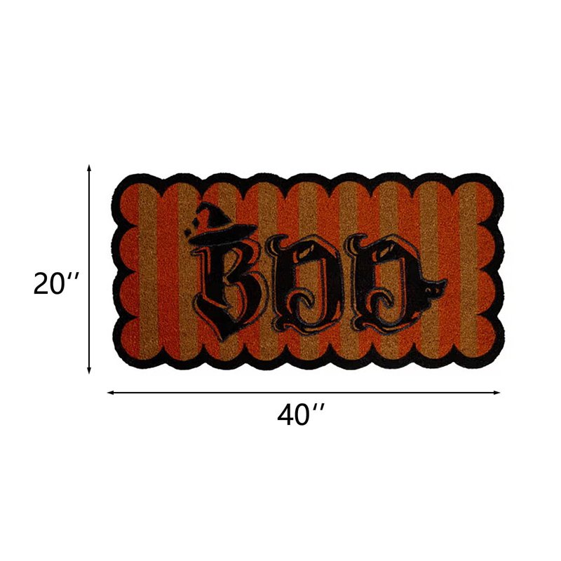 Halloween Door Mat with Witch Hat Boo Print, Durable Welcome Rug for Front Porch - Variation B3