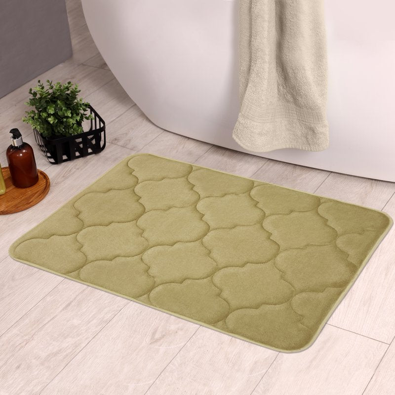 Memory Foam Bath Mat - Non-Slip Absorbent Green 17 x 24 Inches - Achim Madison Variation