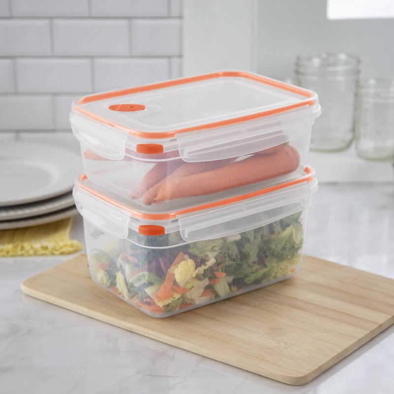 Airtight 8.3 Cup Rectangle Food Storage Container - 6 Count, Orange