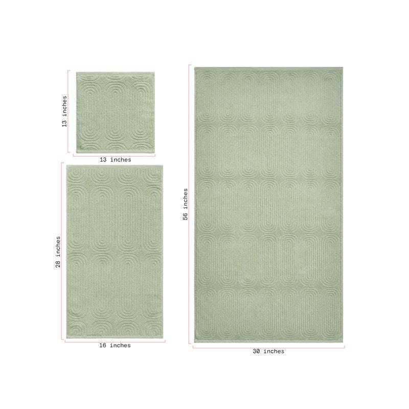 Textured Bath Towel 56x30 Inches - Sage Green, 100% Cotton, Drew Barrymore