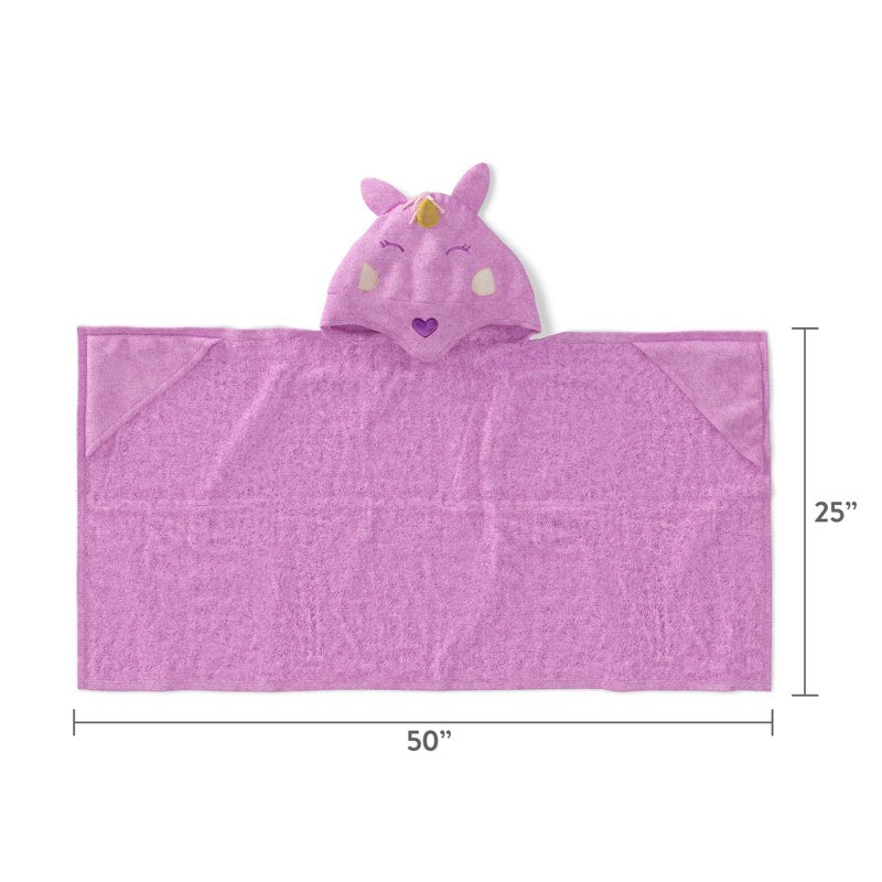 Kids Hooded Cotton Terry Bath Towel - Unicorn - 25 x 50 Inches