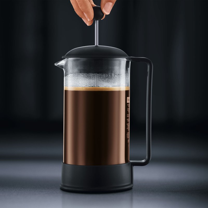 French Press Coffee Maker - 51 Oz. Borosilicate Glass, Black