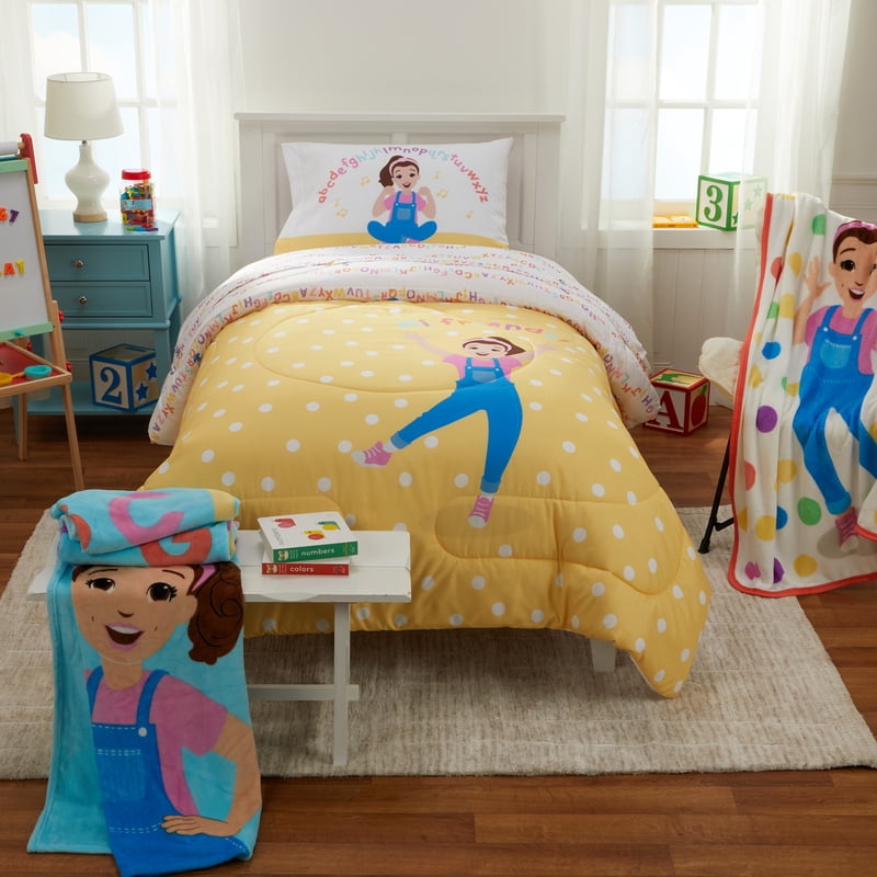 Kids Twin Sheet Set with Vibrant Designs - Microfiber Bed Sheets for Children - Includes Fitted & Flat Sheet, Pillowcase - Ms. Rachel Style