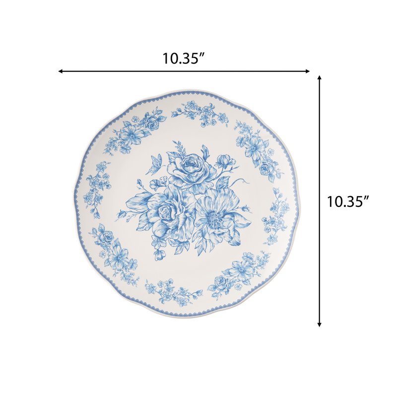 Agatha Stoneware Dinner Plate - Blue Floral Design