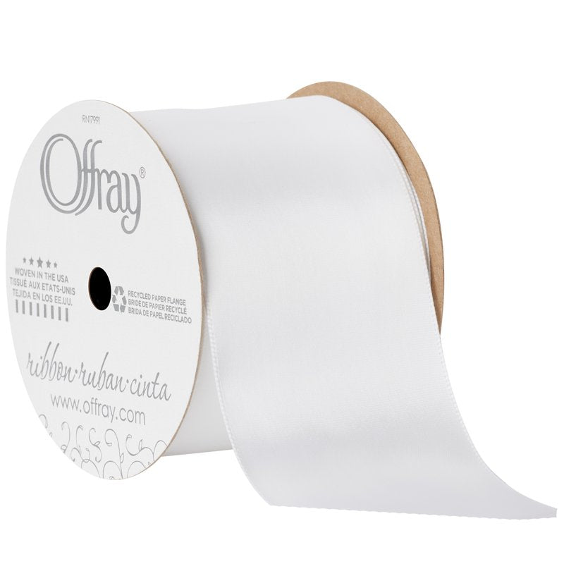 (2 Pack) White Satin Ribbon - 2 1/4 Inch Wide, 9 Feet per Spool, Offray Brand