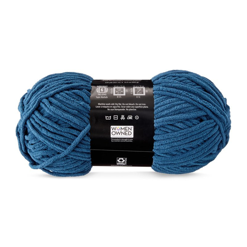 Bulky Chenille Yarn - Orion Blue, 220 yd, 100% Polyester, Mainstays