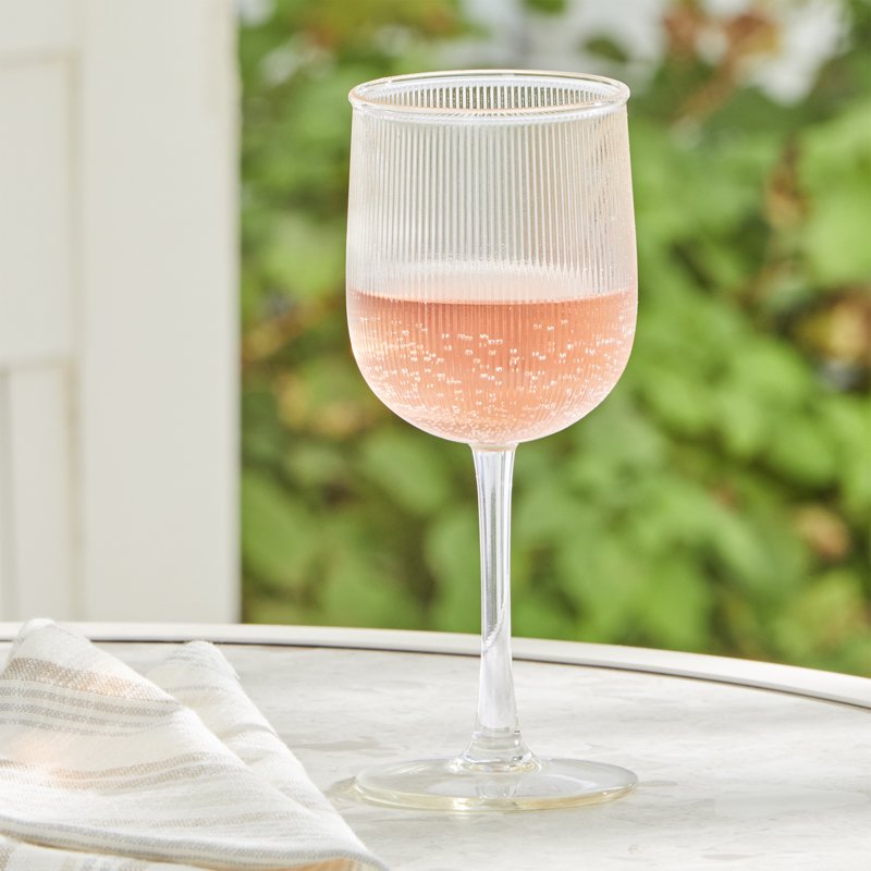 12-Ounce Clear Ribbed Tritan Wine Glass Set of 6 - Clear