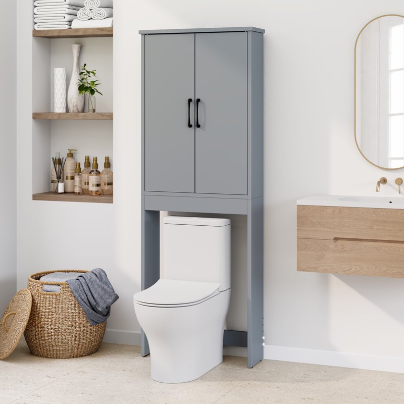 Over-the-Toilet Bathroom Storage Cabinet - Gray, 67 Inch Tall, Mainstays Ardent