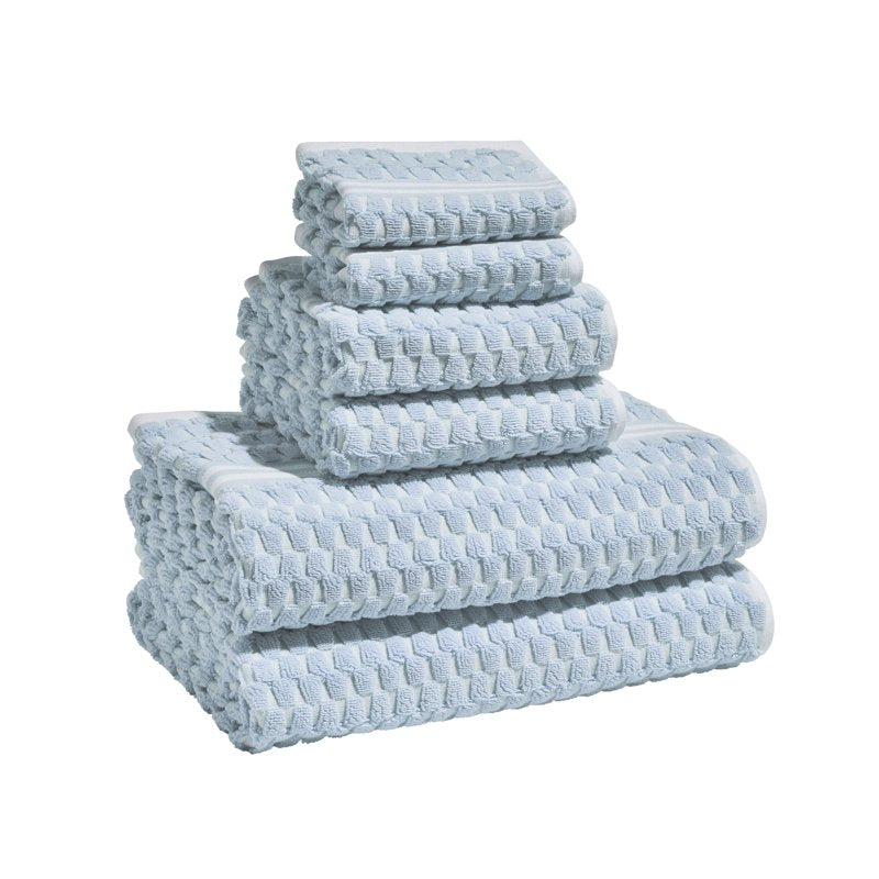 Hydrangea 6-Piece Staggered Tile Cotton Bath Towel Set - Beautiful by Drew Barrymore