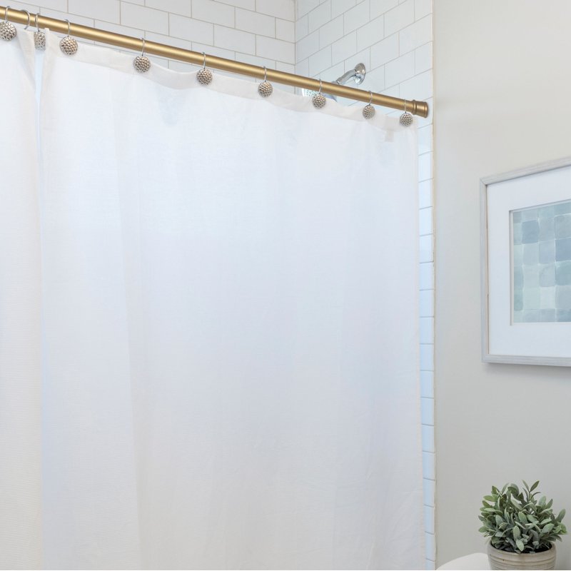 Achim Gold Adjustable Shower Curtain Rod - 41-76 Inch Tension Tension Pole with Rubber Ends - Gold