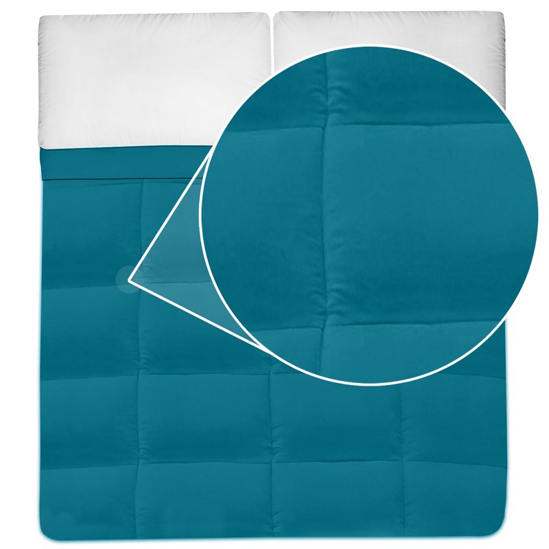 All Seasons Down Alternative Comforter Twin Teal Solid Color Box Stitch