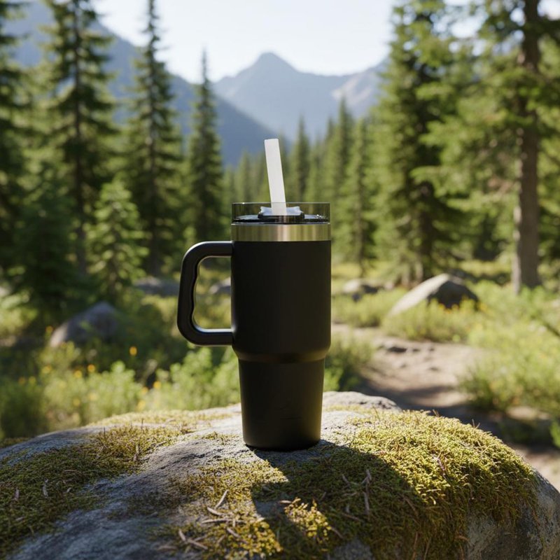 18 oz Stainless Steel Insulated Tumbler with Handle - Black