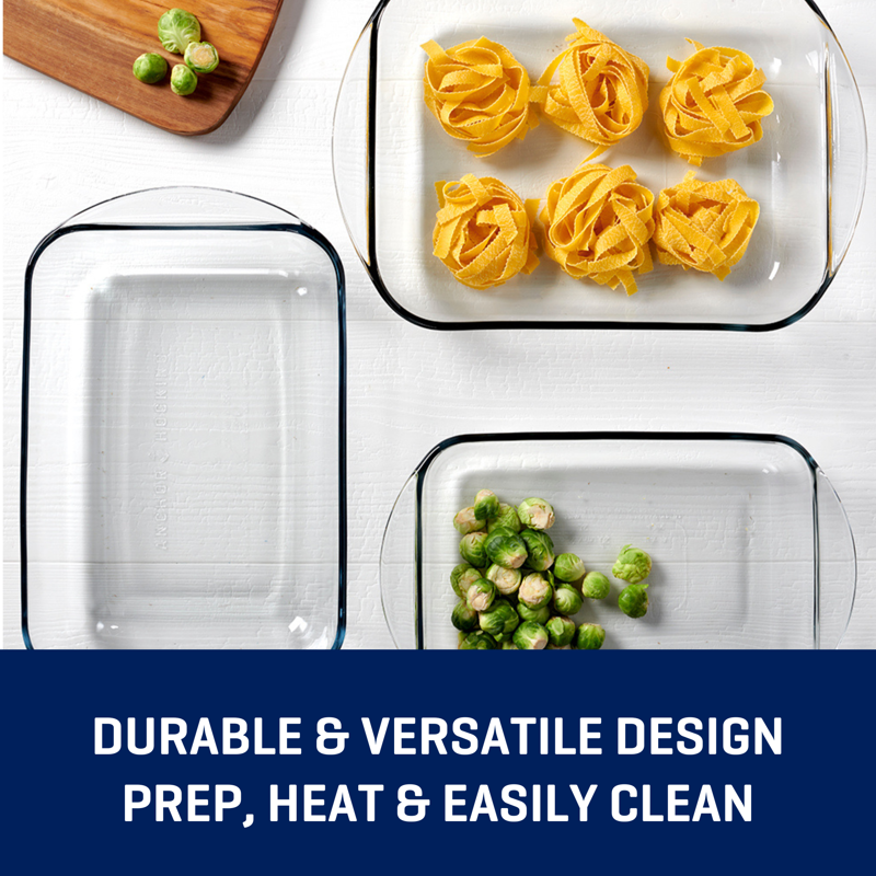 3-Piece Glass Bakeware Set - 2-Quart, 3-Quart & 4-Quart Dishes