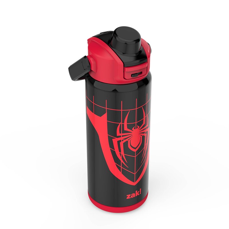 20oz Spiderman Kids Straw Water Bottle - Black Stainless Steel