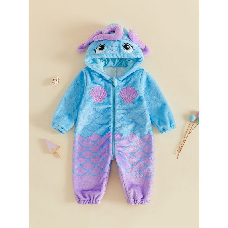 Kids Toddler Mermaid Costume Romper - Blue Purple 3-4 Years Christmas Halloween Cosplay