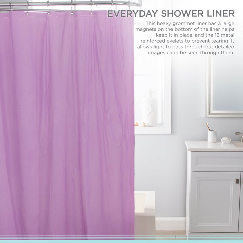 Premium PVC Shower Curtain Liner 70x72 Inches Mildew-Resistant Lilac Bathroom Accessory
