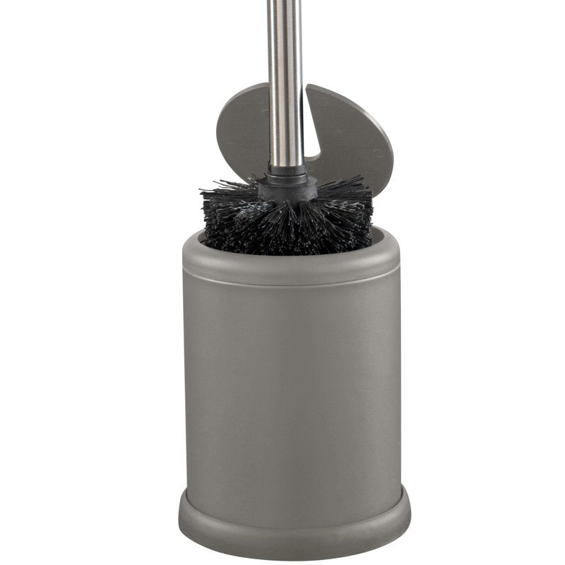 Self-Closing Toilet Brush and Holder Set - Grey, 2 Pack | Hygienic Stainless Steel Design