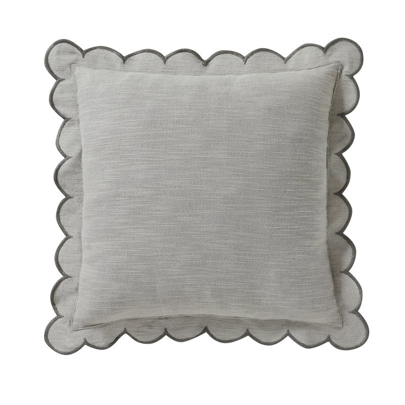 Sage Green 19x19 Inch Scallop Edge Cotton-Rich Decorative Pillow - Home Decor Collection