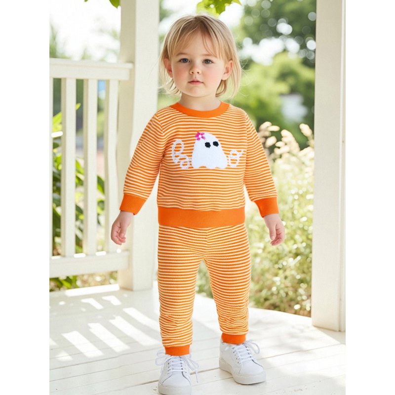 Baby Girl Halloween Outfits 2-Piece Striped T-Shirt and Pants Set - 0-6 Months Style 24
