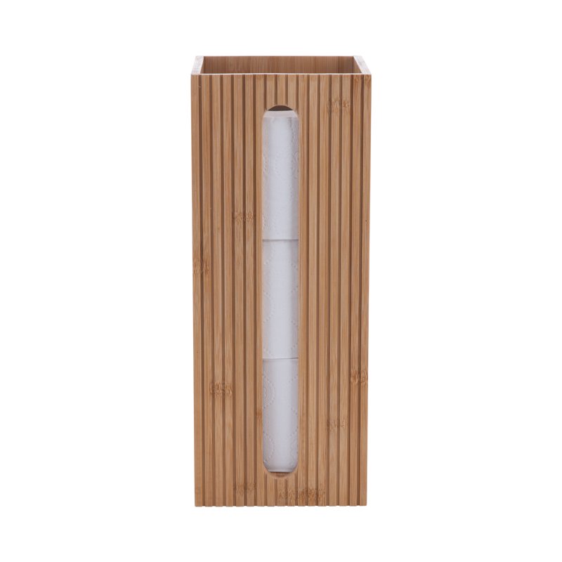 Bath Bliss Square Bamboo Toilet Paper Reserve - Off-White, Holds 3 Rolls