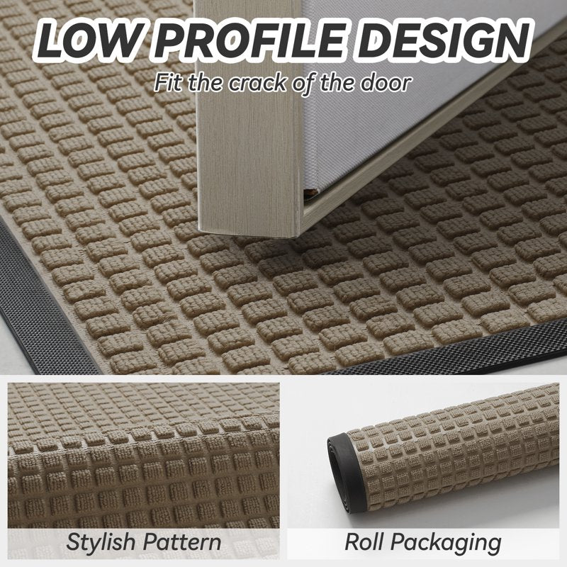 Outdoor Doormat Non Slip 35x47 Inches Checker Beige Absorbent Rubber Welcome Mat