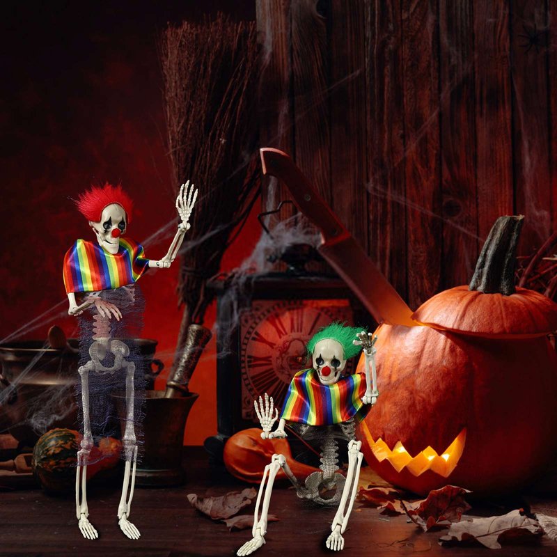Life Size Posable Plastic Human Skeleton Prop - Red Weatherproof Halloween Yard Decor